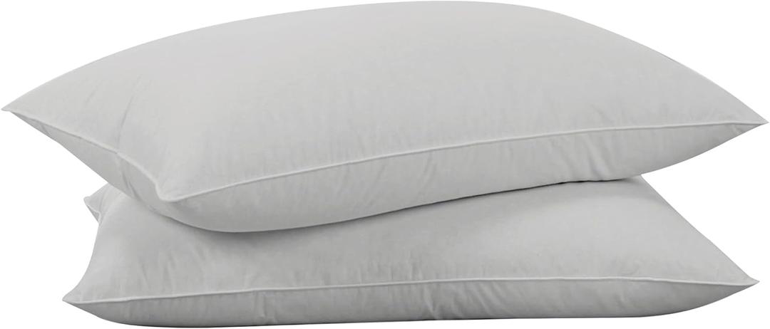puredown Goose Feathers Down Pillows - Queen Size Bed Sleeping Hotel Collection Pillows Set of 2 with 100% Cotton Cover, Grey