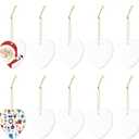 10 Pieces Sublimation Ornament Blanks Bulk White Heart Ceramic Ornament with Gold String for Wedding DIY Crafts Valentine's Day Personalized Ornament Decorations