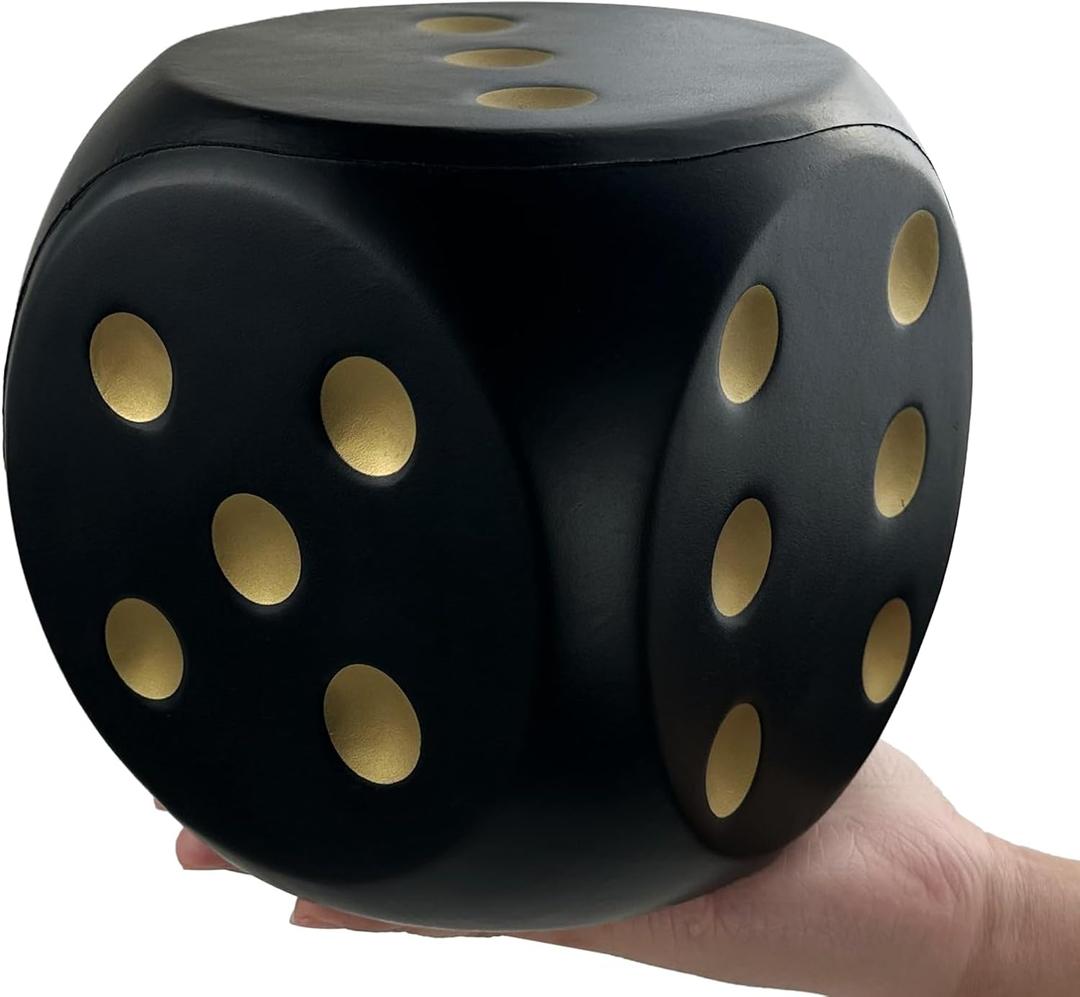 5.9 Inches Jumbo Foam Dice, A Fun-Filled, Educational Giant Toy for Game Nights and Learning Sessions(Lucky Black)