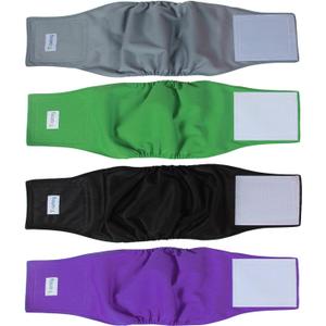 Teamoy Male Dog Belly Bands Washable 4-Pack, Reusable Dog Diapers Wraps for Incontinence & Marking (M,13"-16" Waist)
