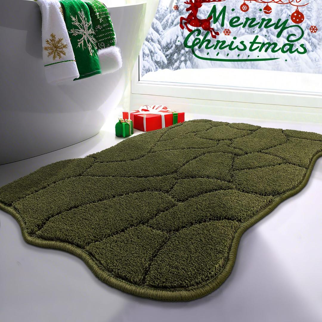 Bathroom Rugs, 32x20 Inches Bath Mats for Bath Non Slip, Extra Soft Absorbent Microfiber Shower Bath Rugs Mats Carpet for Bathroom Floor, Machine Washable (Olive Green)