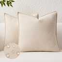 Kevin Textile Waterproof Decorative Pillow Covers Beige 22x22 Inch Pack of 2 Soft Boucle Textured Euro Pillowcases Elegant Accent Pillows for Couch Sofa Chair Bed Home Decor Indoor Outdoor,  Beige