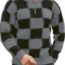 ZAFUL Mens Sweaters Casual Crewneck Textured Long Sleeve Color Block Vintage Knit Pullover Tops (M)