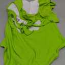 Charmo Womens Ruffle One Piece Bathing Suit Ruched Tummy Control Swimsuit Backless Monokini Swimwear, L