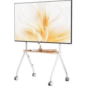Easel Rolling TV Stand for 49-80 Inch TV Screen up to 110 LBS, Portable TV Stand with Wheels, Rolling TV Cart for Business, Office, School, Home, White