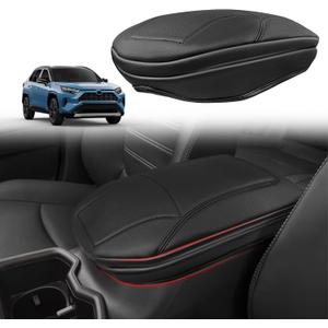 Muslogy Center Console Armrest Cover Compatible with Toyota RAV4 2019-2025 Comfort Armrest Pad Arm Rest Cushion Vegan Leather Protector 1-Inch Extra Thick