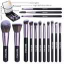 B&R MALL Makeup Brush Set with LED Mirror – Supper soft Brushes for Flawless Foundation, Concealer, Eyeshadow & More | Lightweight, Versatile, Perfect for On-the-Go Touch-Ups (Purple Black)