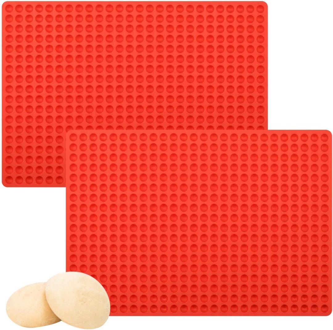 2 Pcs Mini Round Silicone Molds, 468 Cavity Semi Sphere Molds for Homemade Chocolate Chips, Candy, Baking, Wax Melts Beads, Ice Balls, Dog Training Treats (Red)