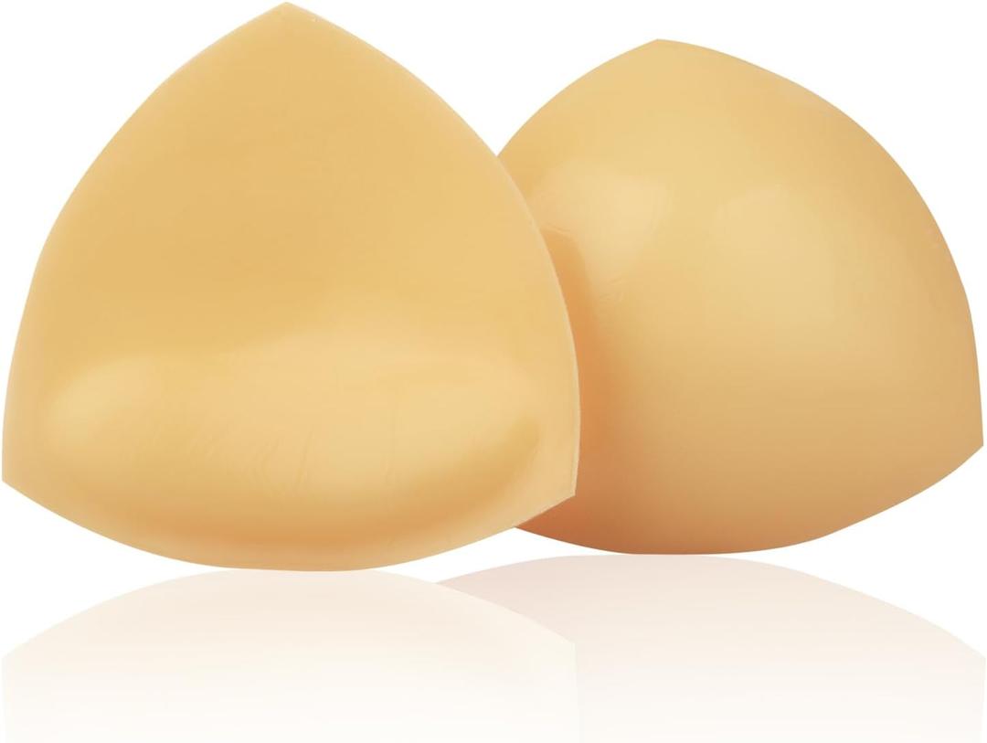 Lolaura Double Sided Sticky Bra Inserts - Push Up Bra Pads, Invisible Lift Enhancers for Swimsuits, Bikini & Backless Dresses (Beige, L)
