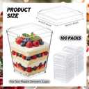 100 Pcs Plastic Dessert Cup Lids, Plastic Container Covers for Parfait Yogurt Fruit Trifle Ice Cream Pudding Cups, Leak Resistant, Clear Disposable Cup Lid, Lids Only(5 oz,Flat Lid)