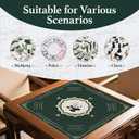 Chinoiserie Mahjong Mat for Table with Rules- 32"32" Noise Reduction and Anti-Slip, Panda Bamboo Pattern, Game Shuffler for Mahjong Cards, Poker Cards, Board Games, Mah Jongg Accessories. (Green