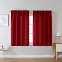 Chyhomenyc Christmas Red Curtains 45 Inch Length 2 Panels, Faux Linen Textured Light Filtering Soft Airy Rod Pocket Window Treatment Drapes for Living Room Bedroom, 30Wx45L Inch, 2 PCS