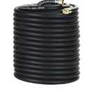 Guitrees 250FT 5/8 Heavy Duty Rubber Garden Hose - 300psi Working, 1000psi Burst - Hot/Cold Water - Five-Layered Braiding for Durability - Versatile for Gardening, Agriculture, Construction(Black)