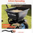 VEVOR Broadcast Spreader, 100LBS Capacity, Walk-Behind Push Spreader, 0-9.8ft Spreading Width, 13 in All Terrain Pneumatic Tires, Fertilizer Spreaders with Hopper Grate, for Seed Salt Ice Melt
