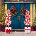 Chunful 2 Pcs Large Christmas Decoration Outdoor Christmas Yard Sign with Stake and LED Light Nutcracker Candy Decorations 49 Inch Xmas Supplies for Lawn Stake Garden Patio Holiday Pathway(Candy)