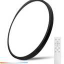 20 Inch Large LED Flush Mount Ceiling Light with Remote,40W,4350LM,3000K-6000K Selectable,Black Round Flat Panel Low Profile Ceiling Light Fixture for Kitchen,Bedroom,Hallway,Bathroom