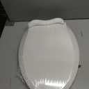 Durable Elongated Toilet Seat with Slow Soft Close - Easy to Install and Clean, Never Loosens - White, Fits Most Elongated Toilets