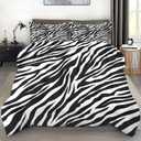Comforter Set Twin Size, Zebra Stripe Animal Soft 2 Pcs Bedding for Kids and Adults, Black White Comforter Set with Pillowcase, for Bedroom Bed Decor