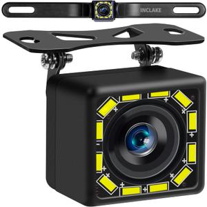 Car Backup Camera, Rear View Camera Ultra HD 12 LED Night Vision, Waterproof Reverse Camera 140 Wide View Angel with Multiple Mount Brackets for Universal Cars, SUV, Trucks, RV and More