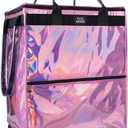 Large Phantom Pink Reusable Grocery Bag on Wheels, Folding Rolling Tote