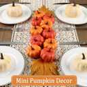 16PCS Artificial Mini Fake Pumpkins Set with Fall LeavesFoam Plastic Carvable DIY Small White Craft Pumpkins Decor for Thanksgiving Halloween Home Fall Porch Table Decor