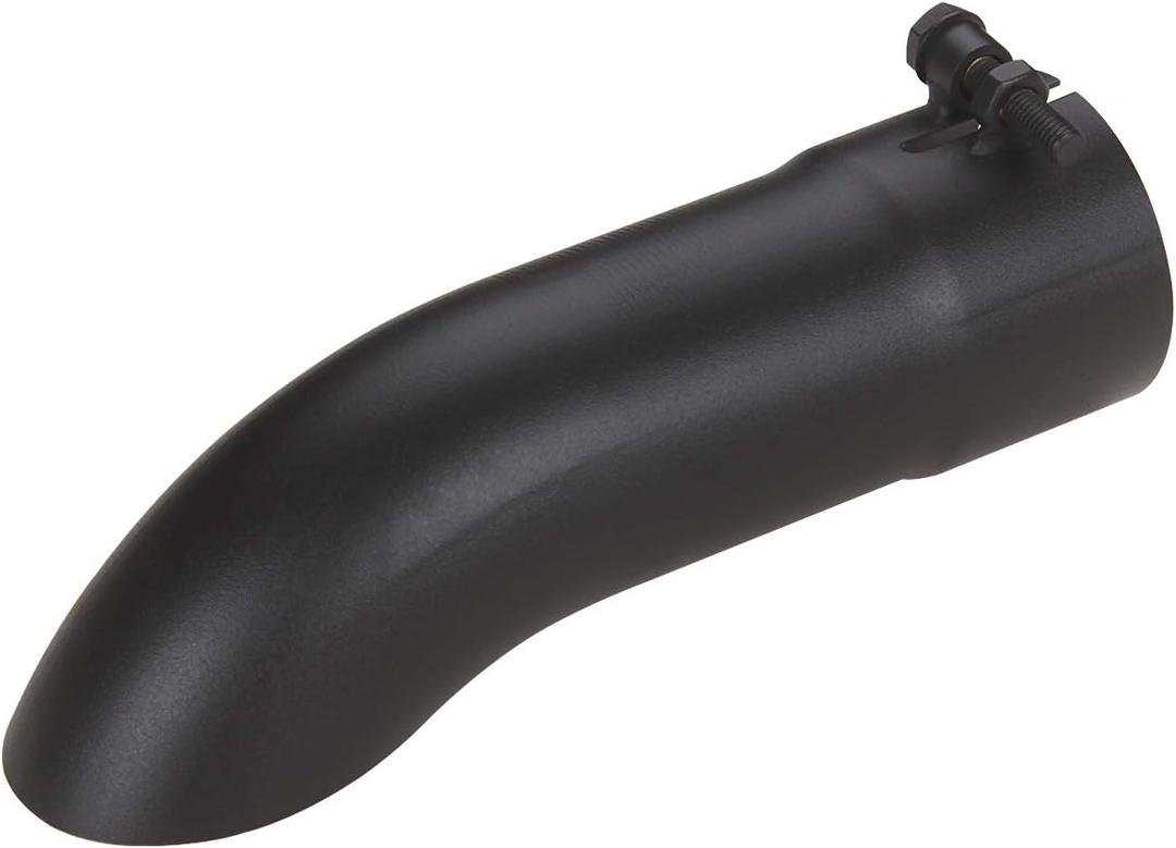 LCGP 2.5 Inch Inlet Turn Down Bolt On Exhaust Tip, Standard 2 1/2 Inch Inside Diameter Turndown Exhaust Tailpipe Tip, Black Powder Coated Stainless Steel, 9 Inch Length