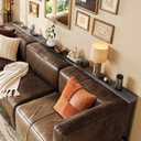 Huuger 94.5-110.2'' Extendable Behind Couch Table with Outlets, Grey, 94.5- 110.2"W x 29.5"H