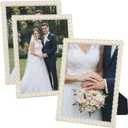 3 Pcs 8x10 Picture Frame with Pearls for Wedding Gifts, Wedding Frames for Horizontal and Vertical Decor Tabletop Display(Oval)