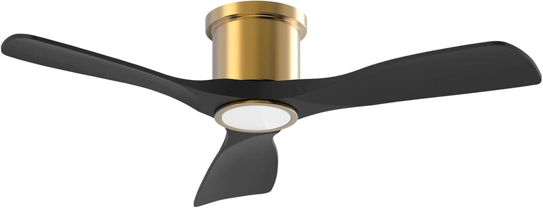 OFANTOP 52 Inch Flush Mount Smart Black Gold Ceiling Fan with Light Remote