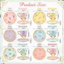 Teenyyou Set of 24 Tea Cups and Saucers, Vintage Style, 5.4 oz