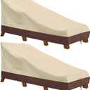 Vailge Waterproof Patio Chaise Lounge Cover, 600D Heavy Duty Outdoor Lounge Chair Covers,UV Resistant Patio Furniture Covers,2 Pack-Large ,Beige & Brown