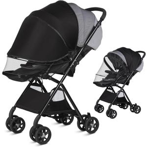 Bemece 2-in-1 Durable Baby Mosquito Net with UPF50+ Sunshade for Stroller, Universal Mosquito for Stroller with Two-Way Zippers & Storage Bag, Breathable & Foldable Baby Bug Net for Strollers (Blackness)