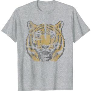 Vintage Tiger Face Tiger Head Wild Cat Lover Gift T-Shirt Small, Grey