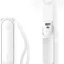 JISULIFE Handheld Mini Fan, 3 IN 1 USB Rechargeable Portable Fan [12-19 Working Hours] with Power Bank, Flashlight, Pocket Design for Travel/Summer/Concerts/Lash, Gifts for Women (White)