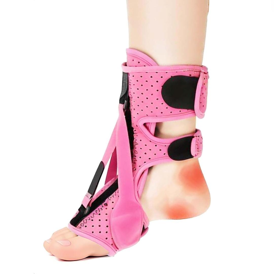 Premium Pink Plantar Fasciitis Night Splint, Upgraded Orthopedic Support Brace for Sleeping, Relief Heel Pain Achilles Tendonitis Foot Drop, Adjustable Stretcher Fits for Girls Women, Comfortable Boot