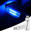 2 PCS Car USB Lights, Plug-in Retro Car Atmosphere Lamp with Touch Dimmable, Portable Mini Glass Bottle LED Bulb Night Lights for Vehicle Bedroom Hallway Camping Holiday Decoration (Blue)