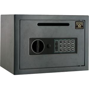 Electronic Safe Deposit Box - Drop Safe with Digital Keypad and 2 Manual Override Keys for Business Cash Drops or Home Safety by Paragon Safes (Dark Gray)