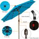 Blissun 9 ft Solar Umbrella, 32 LED Lighted Patio Umbrella, Table Market Umbrella, Outdoor Umbrella for Garden, Deck, Backyard, Pool and Beach (Light Blue)
