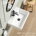 Wall Mounted Bathroom Vessel Sink, QISHKA 19" X 14" Rectangular Floating Ceramic Wash Hand Basin White Wall Hung Vanity Sink for Bathroom and Cloakroom
