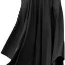 chouyatou Women's Elegant High Waisted Side Slit Irregular Bohemian Maxi Skirt with Pockets (Black)
