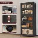 Stackable Storage Bins with Lids, 550QT Lockable Storage Cabinet
Closet Organizers, Foldable Storage Box with Doors and Wheels, Plastic Drawers for Home, Garage, Office (5, Black, Plus)