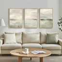 Framed Extra Large Sage Green Abstract Wall Art for Living Room, 3 Piece Modern Landscape Canvas Artwork for Walls, Minimalist Prints Wall Decor for Bedroom, Kitchen, Office, Hallway, 24x36 Inch