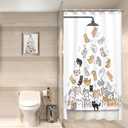 SVBright Small Stall Cute Cat Shower Curtain 36Wx72L Inch for Kids Rv Half Single Narrow Cute Cartoon Animal Funny Raining Animal 7 Pack Hooks Polyester Waterproof Fabric Bathroom Bathtub Panels