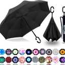 MRTLLOA 40/49/56 Inch Oversize Windproof Inverted Reverse Upside Down Umbrella, Golf Size Rain Umbrella, Double Layer, C-Shaped Handle for Men, Women and Kids