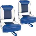 Boat Seats 2 Pack, Skureay Low/High Back Fishing Folding Boat Seat Waterproof Captain Boat ChairBoatseat 2 Pack Suitable for Jon/Pontoon/Canoe/Bass Tracker Boat seats-UNIQUE Color Design (Blue/White)