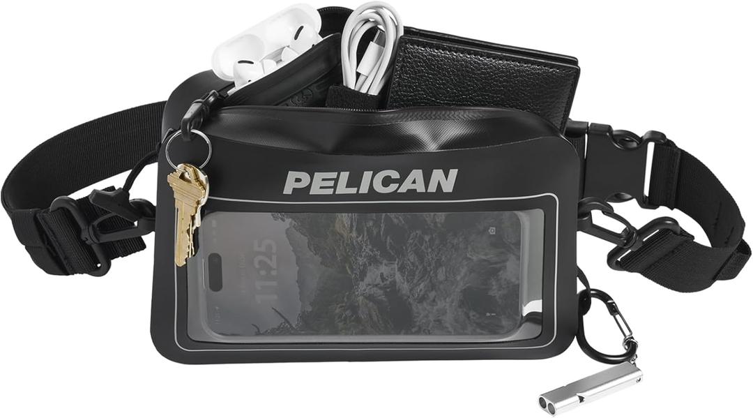 Pelican Marine Waterproof Sling Bag 2L - Crossbody Bag for Women/Men w/Detachable Adjustable Strap and Touchscreen Compatible Phone Compartment - Travel Essentials for Camping, Beach, Cruise, Hiking