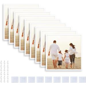 12x12 Picture Tiles | Mix Tiles Stick on Wall | Photo Peel and Stick Frames as Gallery Wall Set (White - 9 Pcs)