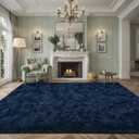 Nuttumico Extra Large Fluffy Shag Area Rug for Living Room, 8x10 ft Navy Blue Fuzzy Plush Rugs for Bedroom, Kids Girls Boys Room, Nursery Dorm Room, Office, Luxury Home Decor