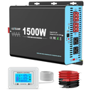 1500W Pure Sine Wave Power Inverter with Transfer Switch, 12V DC to 120V AC Converter, 3000W Peak, Auto Switch to Shore Power, Remote LCD Controller, USB & Type-C for RV, Truck, Off-Grid