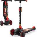 GLAMUP Kids Kick Scooter 3 Wheels, Kids Scooter Height Adjustable Handlebar, Lean-to-Steer System & Easy-Folding Mechanism, Ages 3-14 Boys and Girls